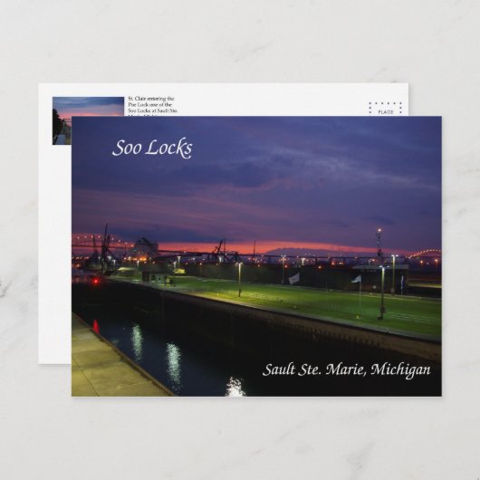 Soo Locks & St. Clair carte postale (Devant / Derrière)
