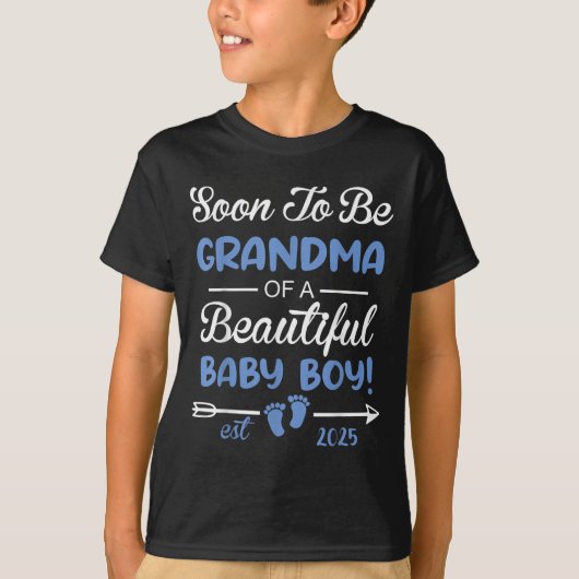 Soon To Be Grandma Of Beautiful Baby Boy Reveal T-shirt (Voorkant)
