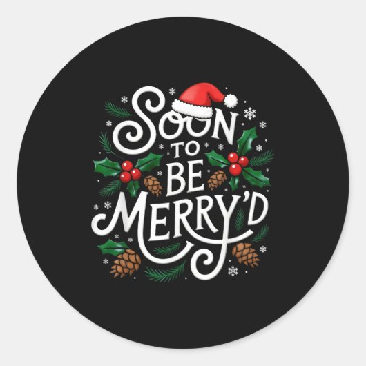 Soon To Be Merry'd Christmas Engaged Fiance Santa  Ronde Sticker (Voorkant)