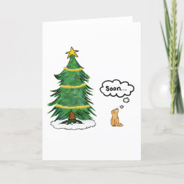 'Soon' Tree and Cat Holiday Kaart - Engels, Sinaas