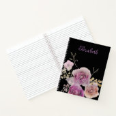  soor Rustic Black en Paarse Floral Notitieboek (Binnen)