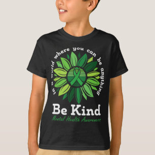 Soort Mental Health Awareness Zonnebloem Groen Rib T-shirt