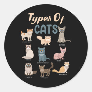 Soorten Cat Vergelijking Kat Pet Dierenvriend Main Ronde Sticker