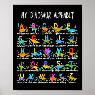Soorten Dinosauriërs Alfabet Abc Byck Naar School Poster