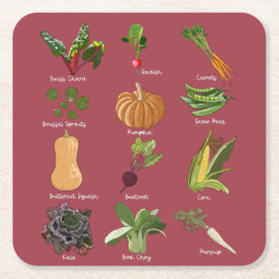 Soorten herfst Veggies Herfst Vegetable Harvest Vierkante Kartonnen Onderzetter
