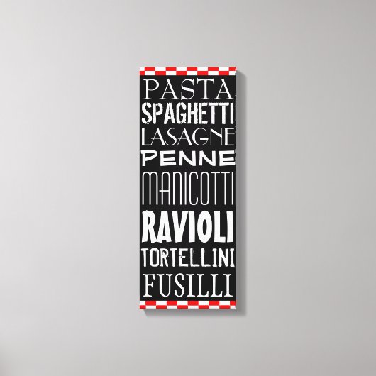 Soorten keukenkunst van pasta's canvas afdruk (Voorkant)
