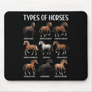 Soorten Paarden Shirt Funny Horse Breed Horseback Muismat