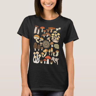 Soorten paddenstoelenpenseelwhiskerpapier t-shirt