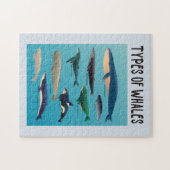 Soorten walvissen en zoogdiervariëteiten legpuzzel (Horizontaal)