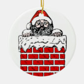Sooty Santa in Chimney met kerstversiering Keramisch Ornament (Voorkant)