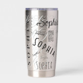 Sophia Aangepaste Naam Blauw Zwart Geïsoleerde Drinkbeker (Achterkant)