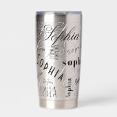 Sophia Aangepaste Naam Blauw Zwart Geïsoleerde Drinkbeker (Voorkant)