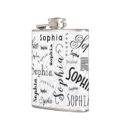 Sophia Aangepaste Naam Patroon Zwart Wit Heupfles (Links)