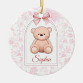Sophia | Aangepaste Roze Teddybeer Nursery Design Keramisch Ornament (Voorkant)