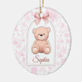 Sophia | Aangepaste Roze Teddybeer Nursery Design Keramisch Ornament (Links)