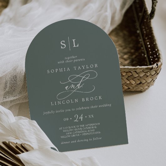 SOPHIA Arch Tropical Green Destination Wedding Kaart