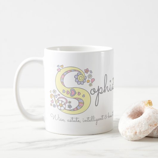 Sophia betekent decoratieve mok monogram (Met donut)