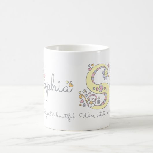 Sophia betekent decoratieve mok monogram (Center)