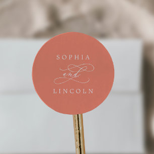 SOPHIA Bright Coral Summer Wedding Envelop Afdicht Ronde Sticker