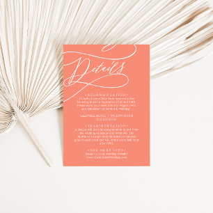 SOPHIA Bright Coral Sunset Beach Wedding Details Informatiekaartje