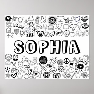 'SOPHIA' Color-it-Yourself-contourontwerp Poster