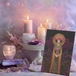 Sophia Divine Goddess of Wisdom Mosaic Portrait Reclamebord Met Voetstuk