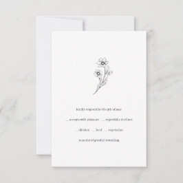 Sophia Minimalist Black White Meal Choice Wedding RSVP Kaartje