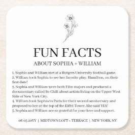 Sophia Moderne Huwelijksreceptie Leuke Feiten Vierkante Kartonnen Onderzetter