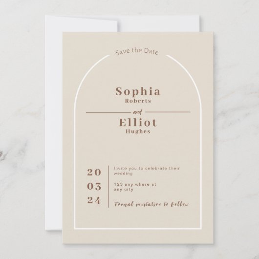 SOPHIA Moderne Woestijn Boho Boog Save the Date Ka Kaart (Voorkant)