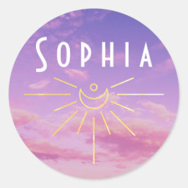 Sophia Naam Stickers Rond Zonnig Boho Hippie