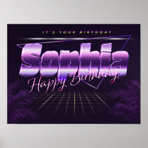 Sophia Nom Vorname lila retro Poster Geburtstag