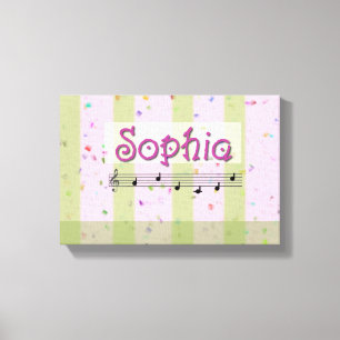 Sophia Pink Green Musical Name Canvas Afdruk