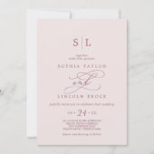 SOPHIA QR Code Bourgondië Blush alles in één bruil Kaart (Voorkant)