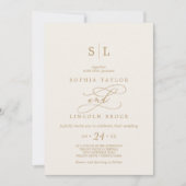 SOPHIA QR Code Gold Cream Chic Alles in één bruilo Kaart (Voorkant)