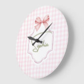 Sophia Roze Strikte Strik en Geruite Print Grote Klok (Hoek)