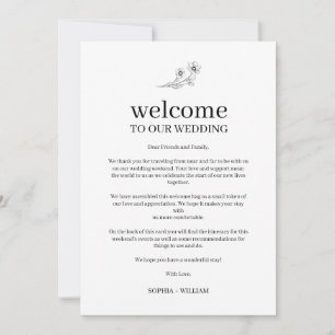 Sophia Simple Wedding Welcome Letter en Itinerary