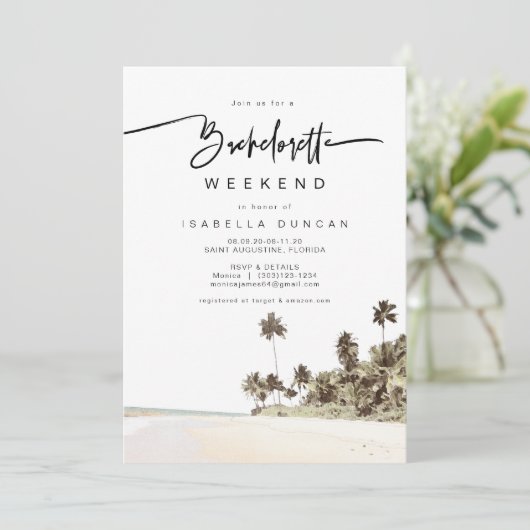 SOPHIA | Tropische beukenpalm Bachelorette Kaart (Staand voorkant)