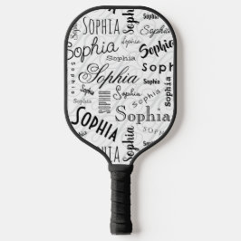 Sophia Typografie Zwart Wit Pickleball Paddle