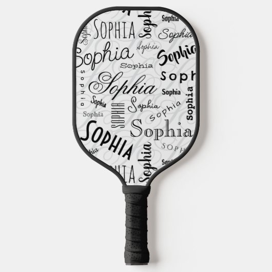 Sophia Typografie Zwart Wit Pickleball Paddle (Voorkant)