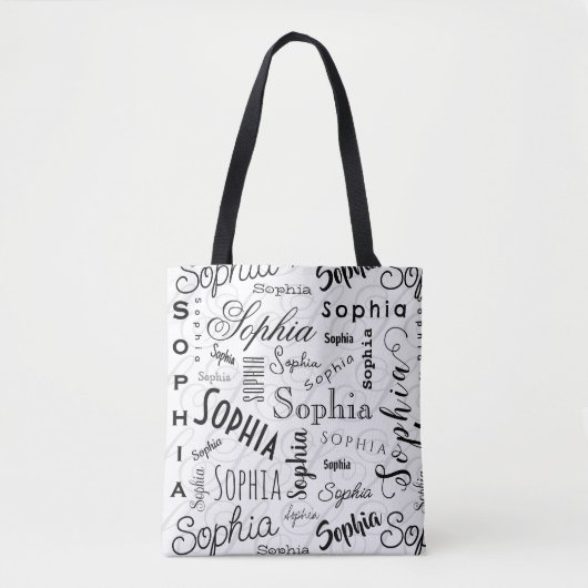Sophia Typography Black White Draagtas (Voorkant)