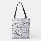 Sophia Typography Black White Draagtas (Achterkant)