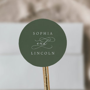 SOPHIA Woodland Olive Green Wedding Envelop Afdich Ronde Sticker