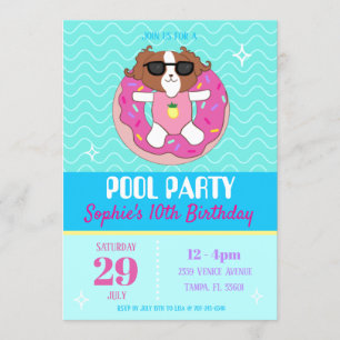 Sophie Dog Pool Party-uitnodigingen Kaart