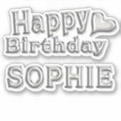 Sophie Happy Birthday silver Aufkleber Sticker (Voorkant)