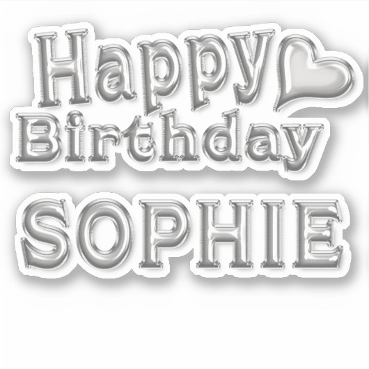 Sophie Happy Birthday silver Aufkleber Sticker (Voorkant)