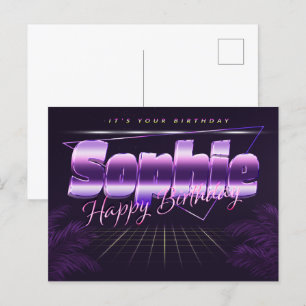 Sophie prénom carte postale violette anniversaire