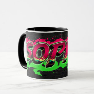 Sophie Prénom Graffiti red Tasse verte