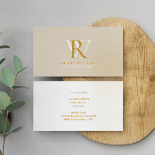 Sophistic Elegant Professional Monogram beige Visitekaartje