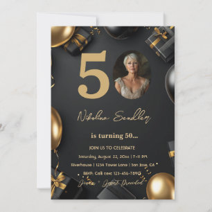 Sophisticated 50 verjaardagsfeestje kaart