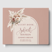 Sophisticated Arch Pastel Pink Pampas Floral Boho Gastenboek (Voorkant)